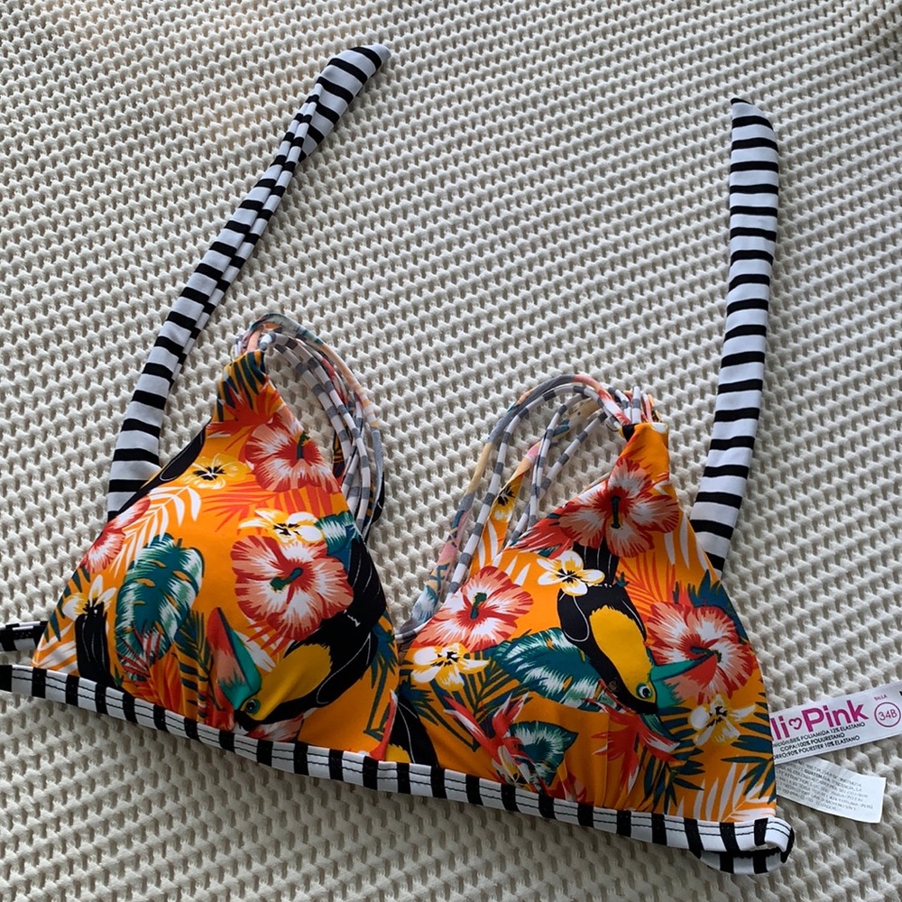 Lili Pink Hawaiian Floral Bikini Top